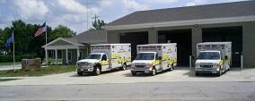 Ambulances parked outside building